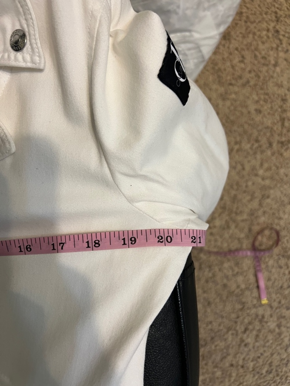 Calvin Klein Women's White Denim Moto Jacket- size Large - Picture 7 of 7